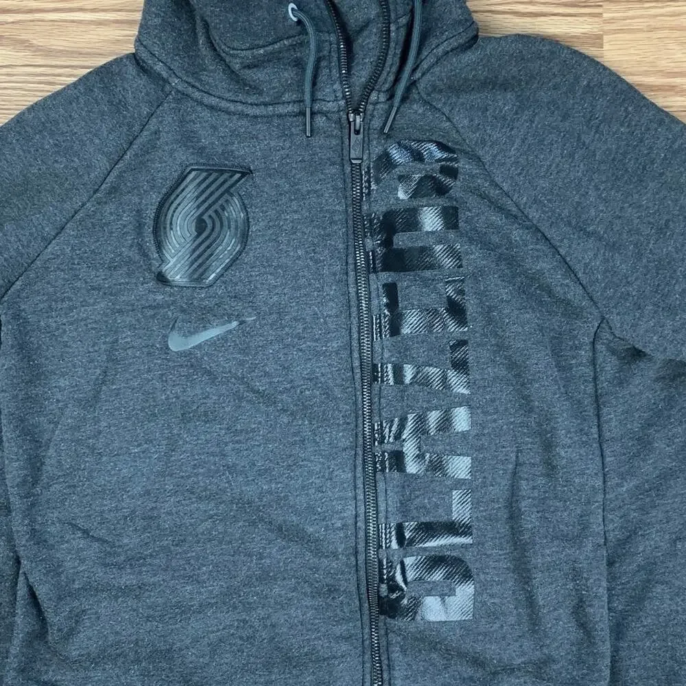 Nike NBA Portland Trailblazers Charcoal Full Zip Hoodie Sz M